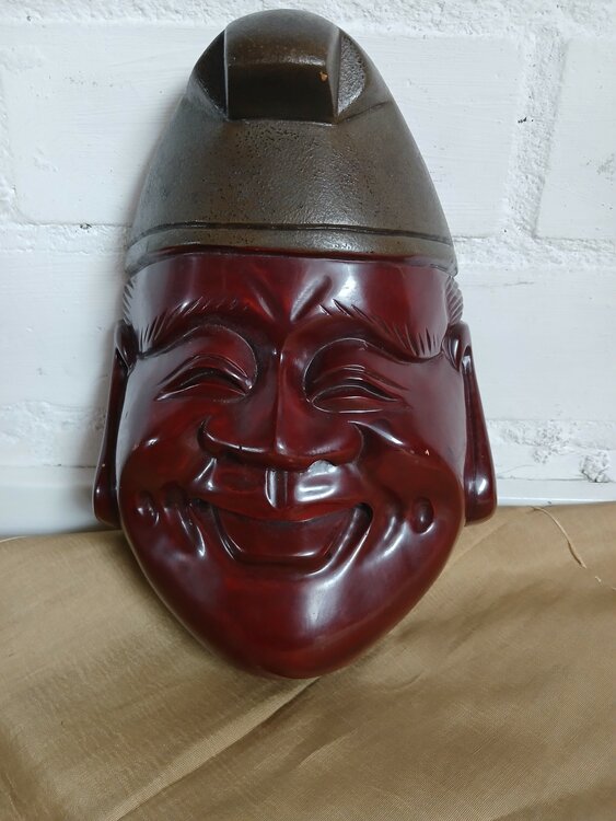 Japanse vintage / antieke omen masker Ebisu