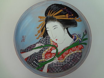 Japanse vrouw bord schaal geisha japans vintage japan