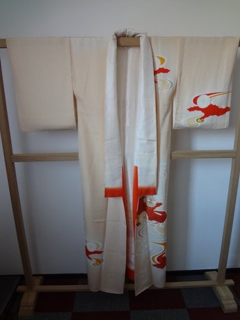  Traditionele Japanse Vintage Kimono Wit Hana Rood Gele Curv 