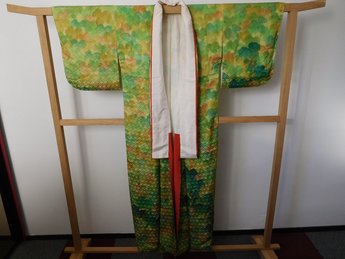 Kimono groen regenboog dubbele kraag