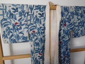 Japanse Kimono wit blauwe bloemen