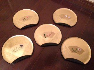 5 Japans lakwerk gouden schaaltjes