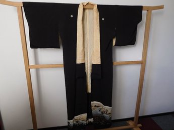 kimono zwart berglandschap