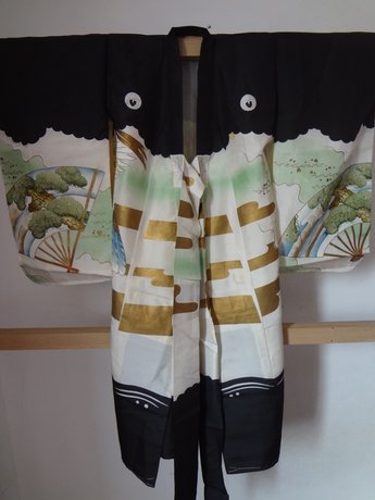 Japanse Miyamairi zijde kimono ougi