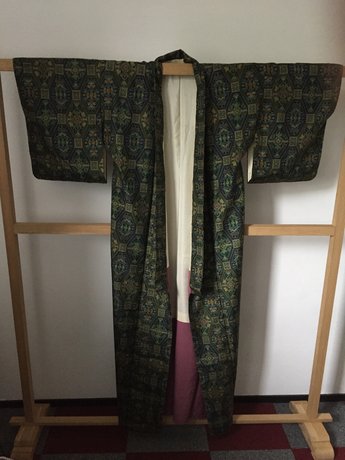 Traditionele Japanse Kimono groen met ruit
