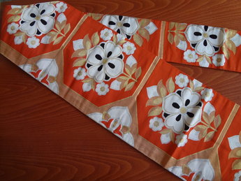Traditionele Japanse Obi Vintage Bloem Oranje