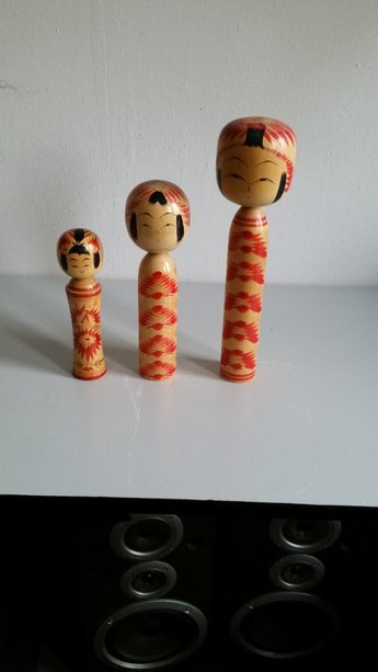 3 Japanse Kokeshi Poppen
