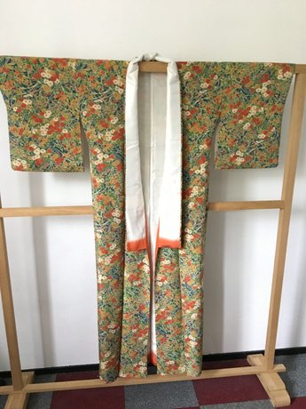 Traditionele Japanse Kimono Donkergroen bloemen
