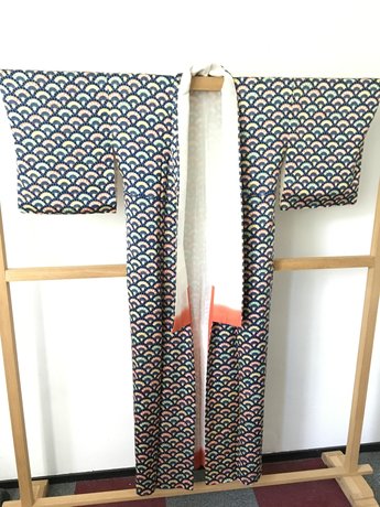 Japanse Kimono blauw boogjes 4