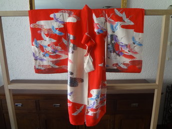 Japanse Kimono Girl Rood tsuru