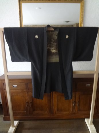 Japanse Zijden Haura Haori Kimono zwart Japan