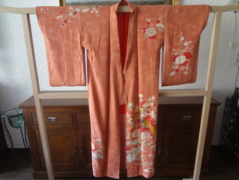 Traditionele Japanse Zijden Kimono Rose hana tori