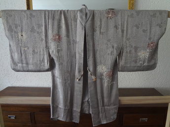 Traditionele Japanse Zijden Haori Zilver-Hana