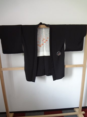 Traditionele Japanse Haori Kimono jasje Kraanvogel zwart JP?