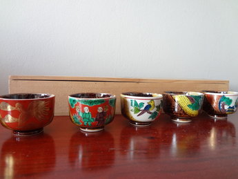 Kutani Japans Porseleinen Sake Kopjes Vintage Japan