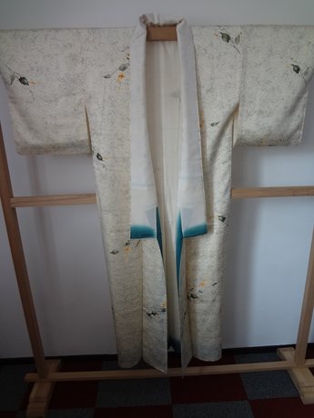 Traditionele Japanse zijden Kimono Licht lijn Blad JP