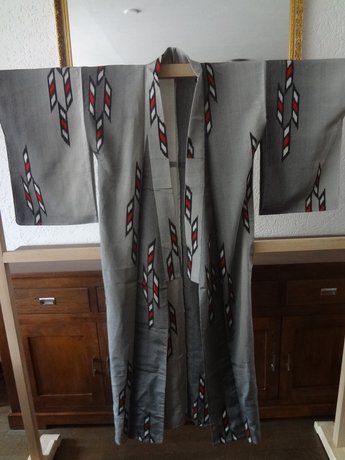 Traditionele Japanse zijden Kimono zilver-r