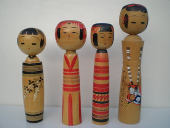 3 Japanse Kokeshi Vintage