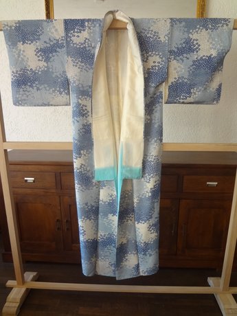 Traditionele Japanse Zijden Kimono lichtbl-ao Japan Showa 