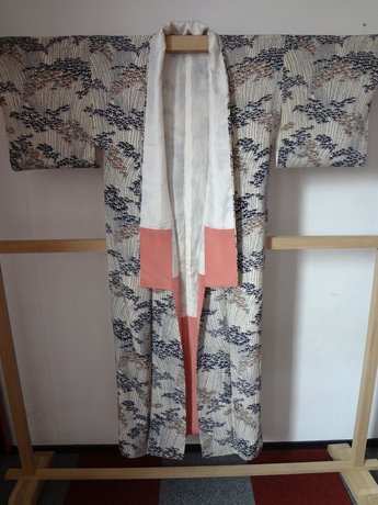 Traditionele Japanse zijden kimono ki gestreept blad Japan