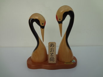 Japans Houten Beeldjes Vogels Tsuru Meoto Japanse 